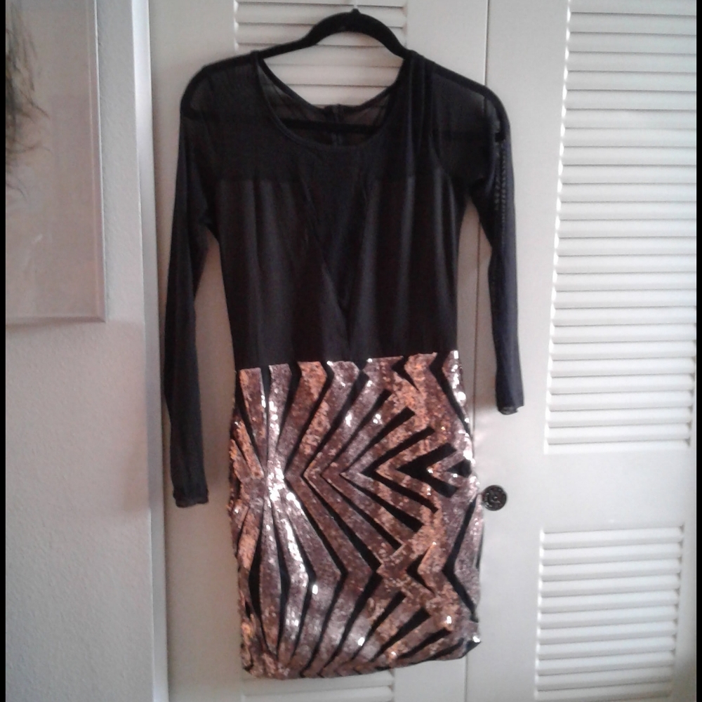 JR Black Dress with gold sparkles